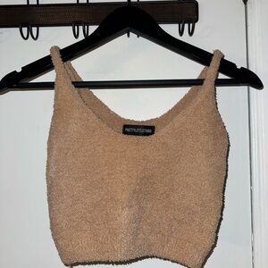 PrettyLittleThing Beige Textured Crop Top